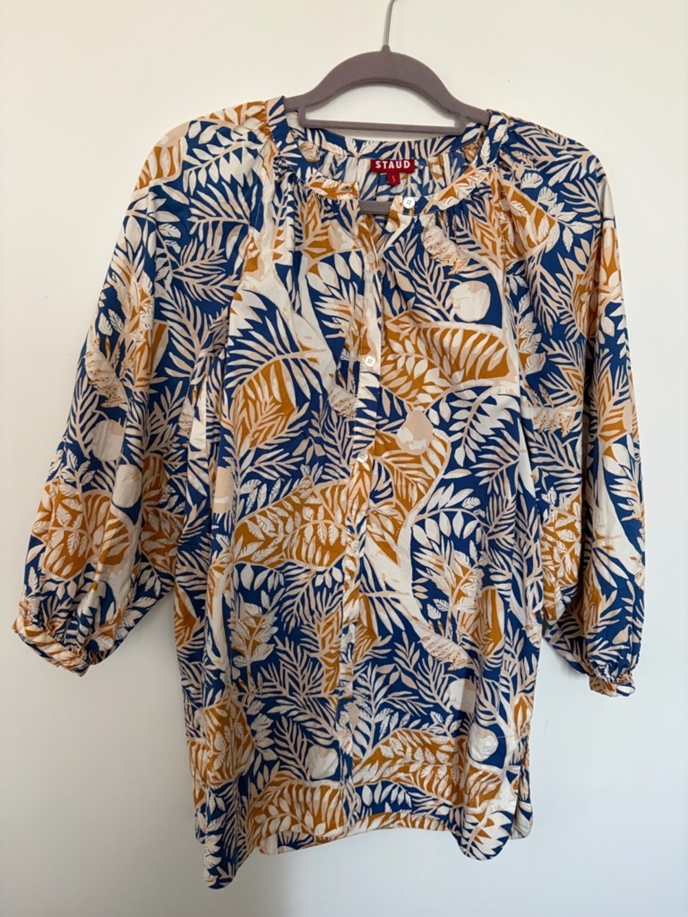 STAUD Land and Sea Tree Demi Tropical Floral Print Tunic Mini dress - Small